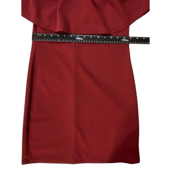 Brat Star Burgundy Off Shoulder Ruched Mini Dress - Junior Size Large - Picture 6 of 9